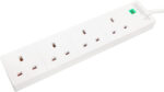 PRO ELEC PL09211 4 Gang Surge Protected Extension Lead White, 8m - Image 2