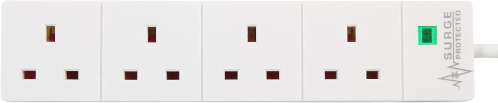 PRO ELEC PL09211 4 Gang Surge Protected Extension Lead White, 8m