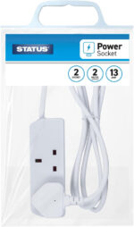 STATUS 2 Socket Extension Lead, 2m Cable 13A Power Strip for Home, Office or School, White (2WS2MCP20) - Image 2
