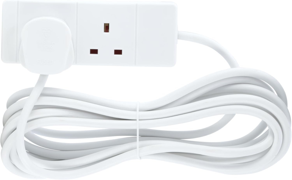 STATUS 2 Socket Extension Lead, 2m Cable 13A Power Strip for Home, Office or School, White (2WS2MCP20)