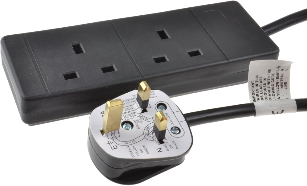 PRO ELEC PELB1736 2 Gang Extension Lead 2m, Black