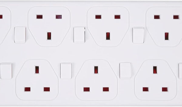 Pro-Elec 8 Way SURGE Protected 2m Extension Lead Switched NEON 8 Gang