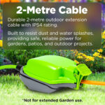 STATUS 1 Socket Extension Lead, 2m, Green, Outdoor Extension Cable, Waterproof, IP54 Rated, 13 Amp Plug, Heavy Duty Socket, Ideal for Garden Power Tools, DIY Use (1W2M13AIP54S6) - Image 4