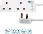 PRO ELEC PELB1988 Mains Extension Lead with Surge Protection, 2 Gang, 7.5m, White - Image 3