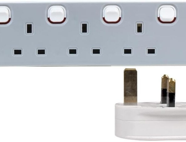 PRO ELEC PELB1765 4 Gang Individually Switched Extension 1m, Grey, 4 Socket