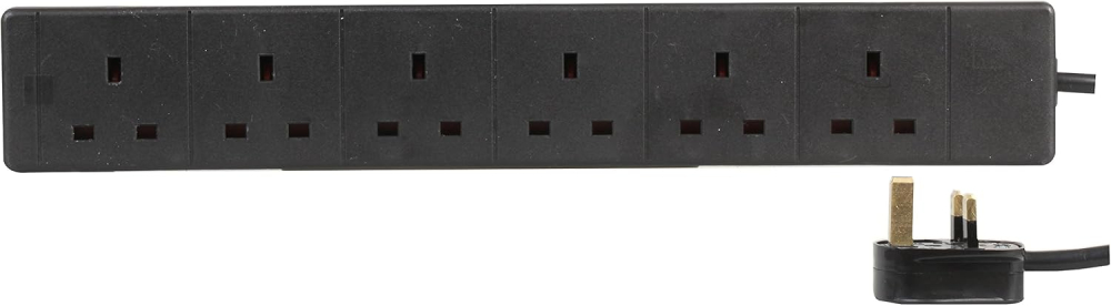 PRO ELEC pl11242 13 A 1 m 6 Way Gang Power Mains Extension Lead Cable - Black