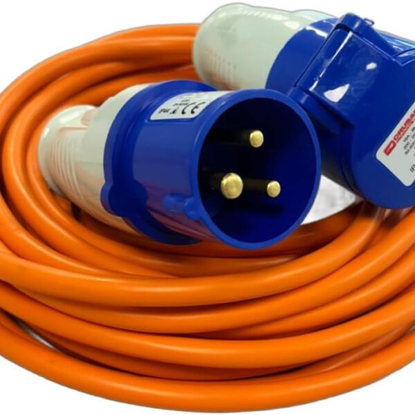 10M Extension Lead Cable - Heavy Duty, 240V 16amp Camping Caravan Hook Up Cable Orange High Vis Orange Mains Power - Perfect For Campervan & Motorhome (10M)