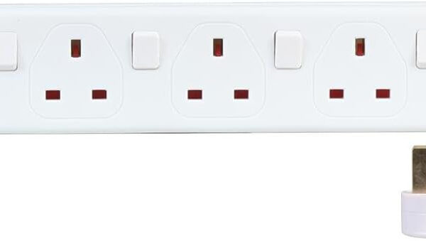 PRO ELEC PELB1751 4 Gang Individually Switched Extension Lead 1m, White