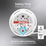 Masterplug Four Socket, 4 Metre Cassette Reel, Small Extension Lead Cable Reel, Wind-Up Retractable Power Cord Reel, Thermal Cut Out, Basic Power, White, 13A, 4G, 4m, SCT0413/4W - Image 2