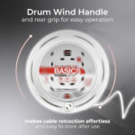 Masterplug Four Socket, 4 Metre Cassette Reel, Small Extension Lead Cable Reel, Wind-Up Retractable Power Cord Reel, Thermal Cut Out, Basic Power, White, 13A, 4G, 4m, SCT0413/4W - Image 4