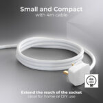 Masterplug Four Socket, 4 Metre Cassette Reel, Small Extension Lead Cable Reel, Wind-Up Retractable Power Cord Reel, Thermal Cut Out, Basic Power, White, 13A, 4G, 4m, SCT0413/4W - Image 7