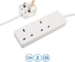 PRO ELEC PELB1991 Mains Extension Lead, 2 Gang, 7.5m, White - Image 3