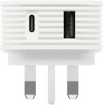 Juice 45W Dual Port Fast Charger Plug – USB-C Power Delivery & USB-A Quick Charge for Smartphones, Tablets & More – Compact Design with Sure Grip Technology - White