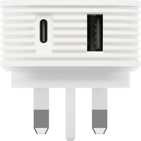 Juice 45W Dual Port Fast Charger Plug – USB-C Power Delivery & USB-A Quick Charge for Smartphones, Tablets & More – Compact Design with Sure Grip Technology - White