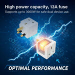 2 Way 3 Pin UK Plug Adapter Splitter, 13A Fused Dual Socket Power Extension, Compact UK Plug Adapter for Home, Office, and Kitchen Use. - Image 5