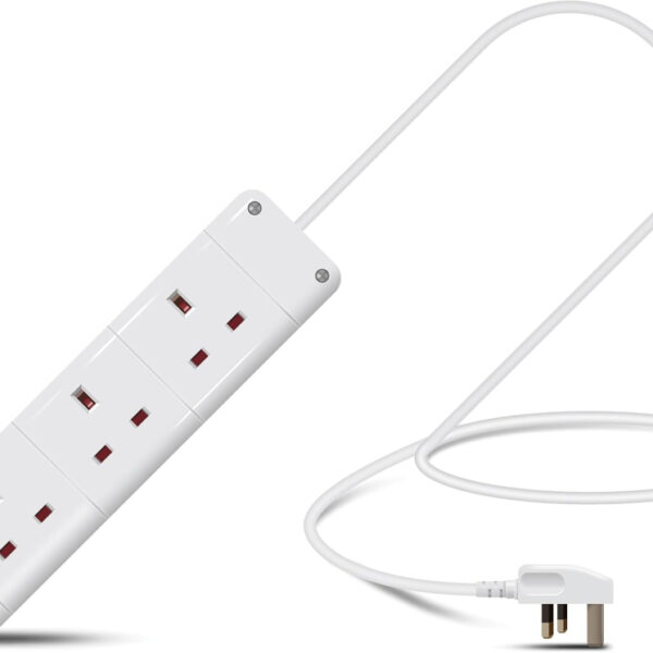 Eagle Three Gang Mains Power 13A Extension Socket to 13A UK Plug Lead Cable, British Standards BS1363 0.5m