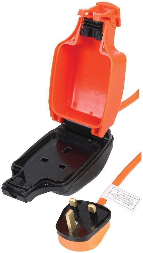 PRO ELEC PEL01008 Mains Extension Lead with Outdoor 1-Gang Socket, IP54, Orange, 5m