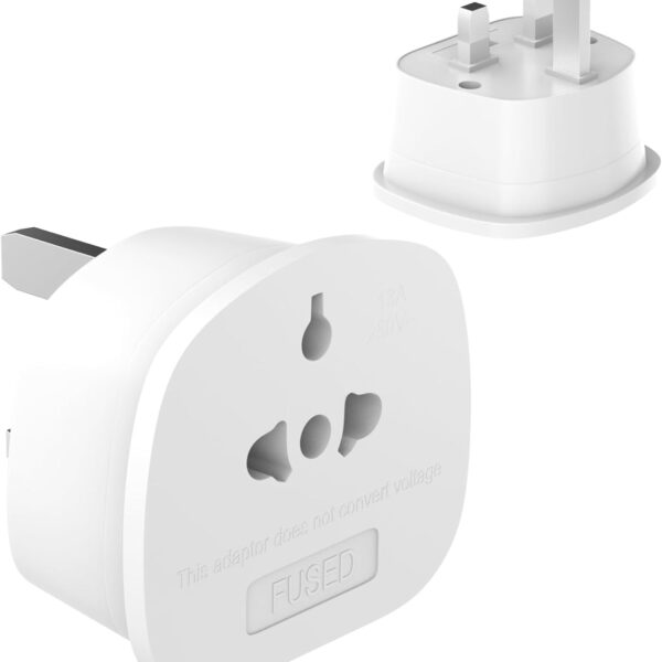 1 Pack European to UK Plug Adaptor, US to UK Travel Plug Adapter with 13A Fuse for USA, EU, Australia, Thailand, Canada, Japan and More (Type A, B, C, I, E, F, L)