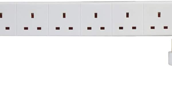 Pro Elec PEL00112 6 Way 2 USB Surge Protected Extension Lead, 1 m, White