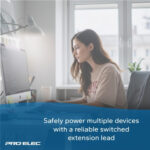 pro elec PEL00574 3 m Surge Protector with 5-Gang Switched Extension Lead, White - Image 5