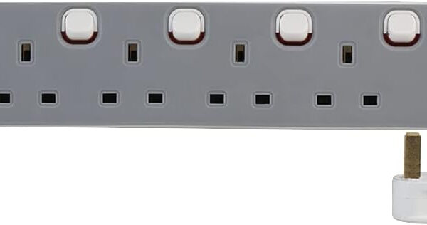 pro elec PEL00574 3 m Surge Protector with 5-Gang Switched Extension Lead, White