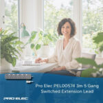 pro elec PEL00574 3 m Surge Protector with 5-Gang Switched Extension Lead, White - Image 8