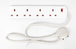 Daewoo Extension Lead, 4 Gang, 1 Metre, White