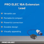 PRO ELEC 16A Mains Socket to CEE Plug Converter, 230V, Blue, 350mm - Image 3