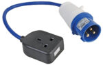 PRO ELEC 16A Mains Socket to CEE Plug Converter, 230V, Blue, 350mm