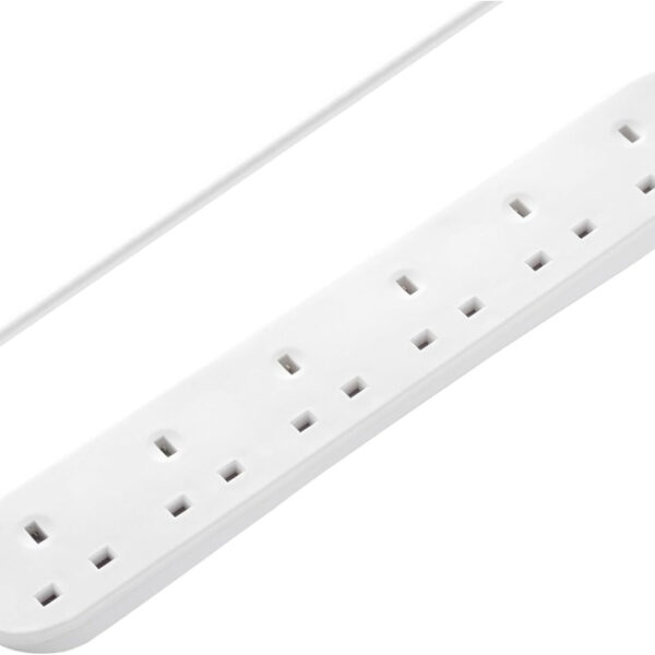 Masterplug Six Socket Extension Lead, 2 Metre Cable, Unswitched, 6-Way Plug Extension Cable, Power Strip, Basic Power, Black, 13A, 6G, 2m, BSG210NB
