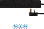 PRO ELEC PELB1407 4-Gang Extension Lead, 1m, Black - Image 2
