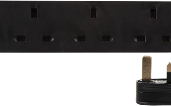 PRO ELEC PELB1407 4-Gang Extension Lead, 1m, Black