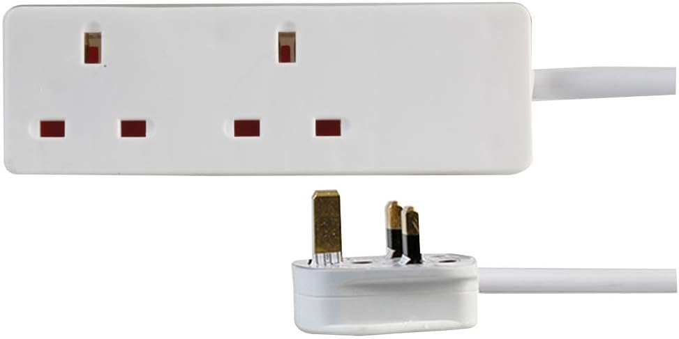 PRO ELEC PELB1912 2 Gang Extension Lead 1m, White