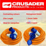 25M Extension Lead Cable - Heavy Duty, 240V 16amp Camping Caravan Hook Up Cable Orange High Vis Orange Mains Power - Perfect For Campervan & Motorhome (25M) - Image 5