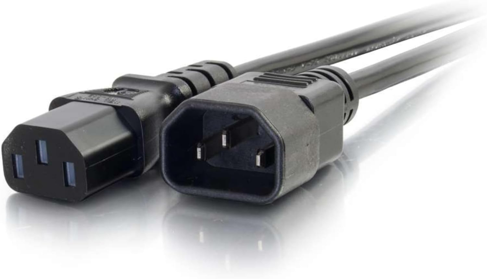C2G 0.5 Metre 18 AWG Computer Extension Cord (IEC320C13 to IEC320C14) 1.5 Foot Kettle Lead/Power Cable, Black