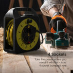 SLx Extension Lead 15m 4 Socket Extension Reel, Heavy Duty Extension Cable Thermal Cut Out Extension Lead for Garden Lawn Mower Office 13A Fused UK Plug - Image 4