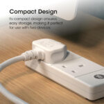 SLx Extension Lead 2m 2 Way Gang Socket 13A UK Plug 3 Pin Mains Power Extension Cord Compact Travel Power Strip White - Image 3