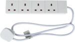 STATUS Multi Plug Extension | 4 Socket Extension Cable | 1m Extension Lead | S4W1MS12 White - Image 4