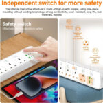 AUNNO Extension Lead with USB Slots, 4 Way Sockets Outlets with 4 USB-C Ports and 2 USB Ports, 1.8M Extension Cable with Switch Surge Protected Power Strips, UK Multi Plug Adapter Electrical Cords - Image 6