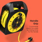 SLx Extension Lead 20m 4 Socket Extension Reel, Heavy Duty Extension Cable Thermal Cut Out Extension Lead for Garden Lawn Mower Office 13A Fused UK Plug - Image 3