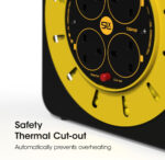 SLx Extension Lead 20m 4 Socket Extension Reel, Heavy Duty Extension Cable Thermal Cut Out Extension Lead for Garden Lawn Mower Office 13A Fused UK Plug - Image 5