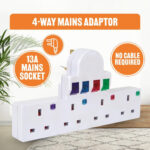 Mercury | Multi-Plug Adaptor | 4 Way Plug Extension with Individually Switched Sockets | No Cable Mains Adapter | Surge & Spike Protection | UK Multiway Wall Outlet Extender - Image 2