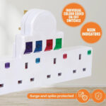 Mercury | Multi-Plug Adaptor | 4 Way Plug Extension with Individually Switched Sockets | No Cable Mains Adapter | Surge & Spike Protection | UK Multiway Wall Outlet Extender - Image 7