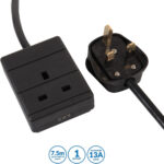 PRO ELEC PELB1983 Mains Extension Lead, 1 Gang, 7.5m, Black - Image 2