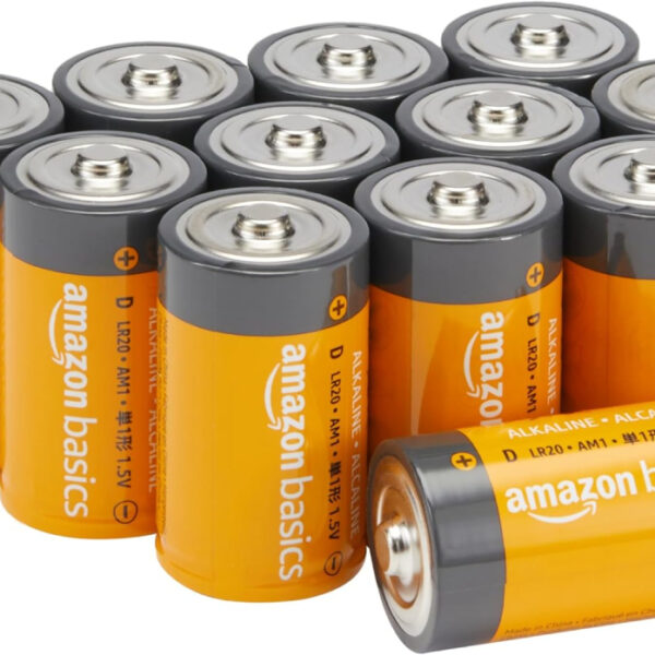 Amazon Basics 12-Pack D Cell All-Purpose Alkaline Batteries, 1.5 Volt, 5-Year Shelf Life