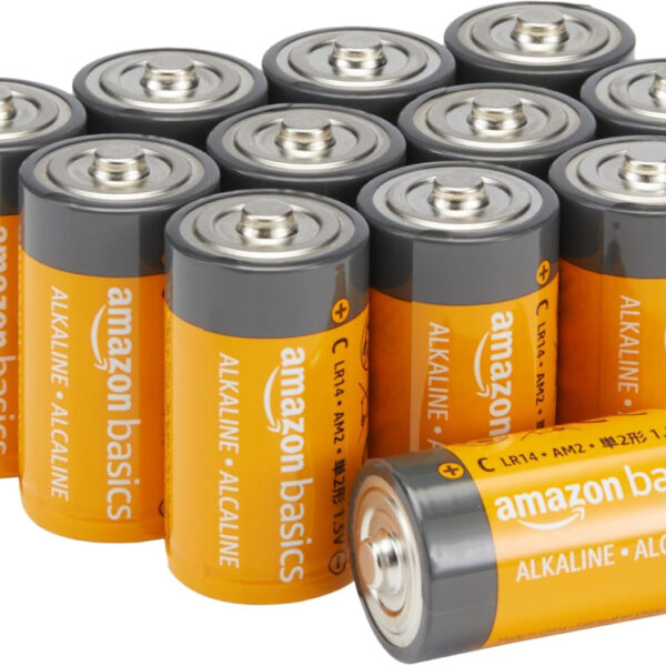 Amazon Basics 12-Pack C Cell All-Purpose Alkaline Batteries, 1.5 Volt, 5-Year Shelf Life