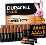 DURACELL Plus AA & AAA Batteries (Combo pack of 20) – Alkaline Batteries 1.5V – With POWER BOOST Actives – 0% Plastic Packaging – 10-Year Storage – MN150/ MN2400