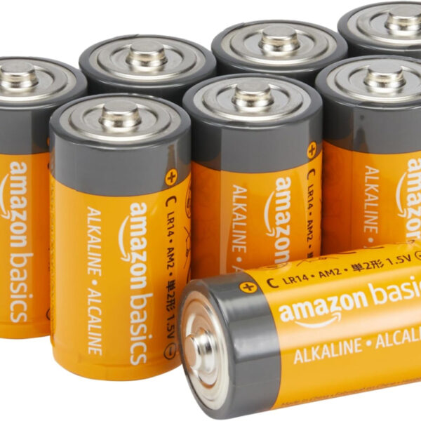 Amazon Basics 8-Pack C Cell All-Purpose Alkaline Batteries, 1.5 Volt, 5-Year Shelf Life