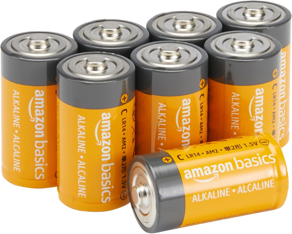 Amazon Basics 8-Pack C Cell All-Purpose Alkaline Batteries, 1.5 Volt, 5-Year Shelf Life