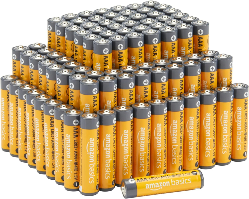 Amazon Basics 100-Pack AAA Alkaline High-Performance Batteries, 1.5 Volt, 10-Year Shelf Life